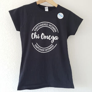 Chi Omega Empowered Women Black T-Shirt - Size S